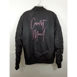 Private Party Black Reversible bomber Jacket Camouflage Satin Size Medium